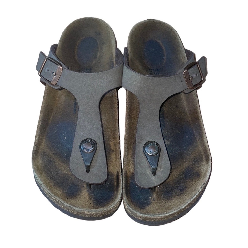 Birkenstock Gizeh Leather Slip On Shoes Sandals Kid Child SZ 2-2.5 Brown